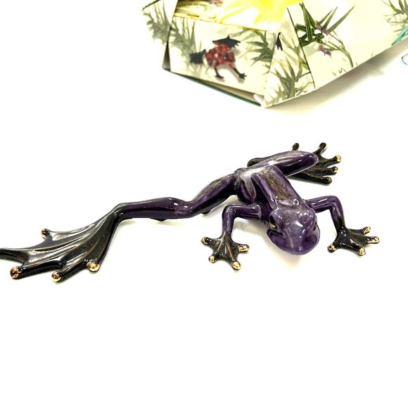 Pavone Purple Frog Porcelain Figurine Gold tone Toes Detail